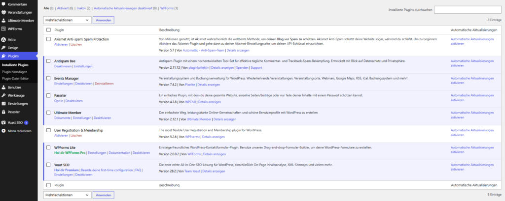 Screenshot: Tag 6 Plugins