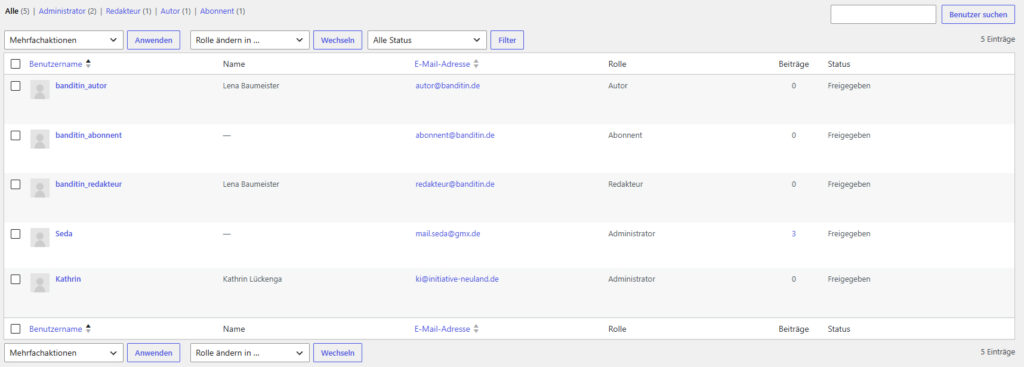 Screenshot: Tag 8 Benutzer anlegen